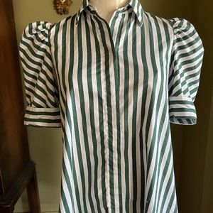 Zara women green striped dress